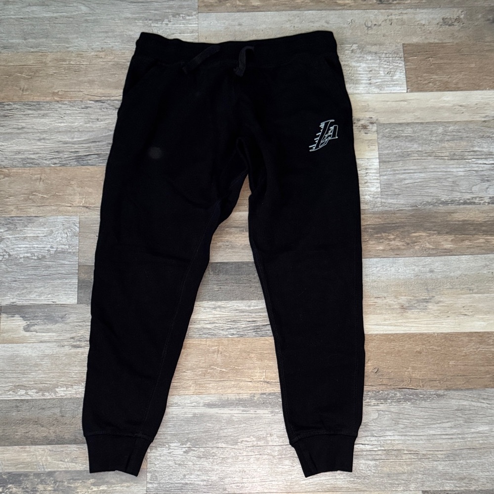 Men's Black Jogger Pants with lakers logo.